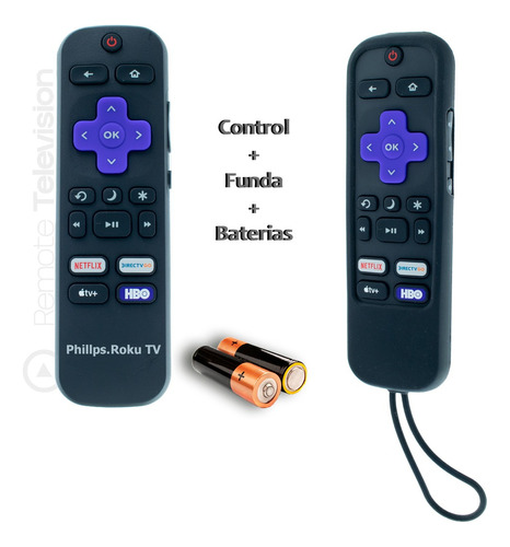 Control Remoto Phillips Con  Roku Tv Original + Funda +pila 