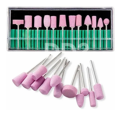 Kit X12 Fresas Pulidora P/uñas Manicuria Pedicuria Montada