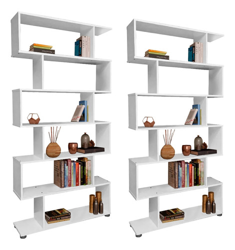 Biblioteca 5 Estantes 90cm Cubo Escalera Set X2