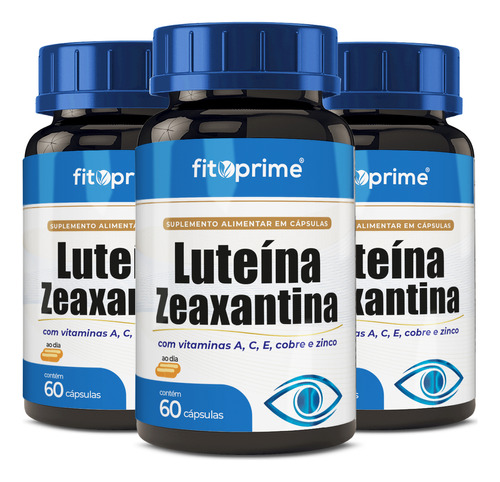 Kit 3x Luteína + Zeaxantina Vitaminas A C E Cobre Zinco