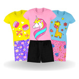 Kit 6 Peças De Roupa Infantil Menina Feminino Verão Atacado