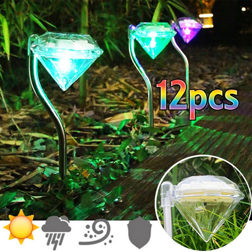 12pcs Led Solar Jardín Luz Diamante Lámpara Navideña