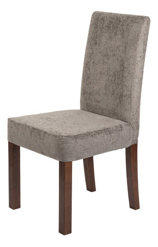 Silla Para Comedor Tapizada Con Patas De Madera De Pino Color De La Estructura De La Silla Nogal Color Del Asiento Xecah Gris Diseño De La Tela Liberty