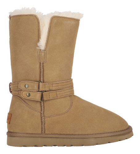 Bota Bamers Blast Belt Cuero Mujer Beige