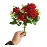 Ramo De 7 Rosas - Flor Rosa Artificial Decoración Premium 