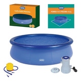 Piscina Splash Fun 4600l + Capa Forro Filtro Inflador - 220v