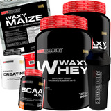 Kit 2x Whey 900g + Bcaa + Creatina + Shaker + Waxy Maize Ful Sabor Chocolate