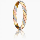 Alianza Trenza Tricolor 3 Mm Oro 18k - 3 Gramos