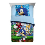 Colcha Sonic Individual Y Reversible Con Funda De Almohada