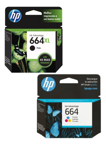 Combo Cartucho Hp 664 Xl + Tricolor Original