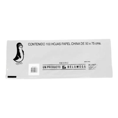Papel China 100 Pliegos Color Blanco 50x75cm Lisa Liso