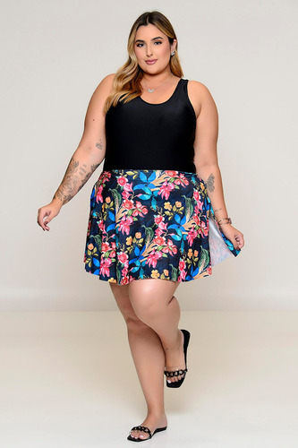 Maiô Plus Size Com Saída Acoplada Azul Marinho