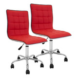 Silla Escritorio Pc Oficina X2 Con Ruedas Newmo Color Rojo