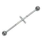 Barbell De Titanio Cruz Zirconias Piercing Transversal 14g