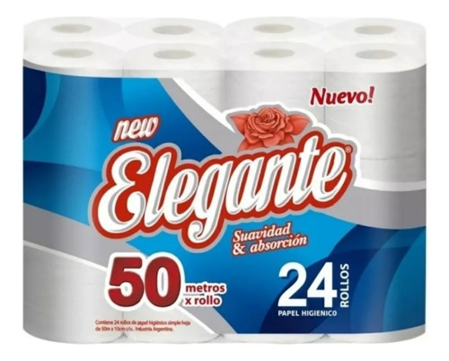 Papel Higienico Elegante Blanco 50mts Bolson X 24 Unid. 1010