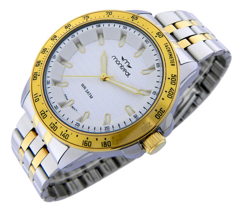 Reloj Montreal Hombre Ml1790 Taquímetro Malla Acero Inox.