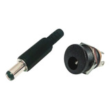 2 Conector Dc Jack Fêmea Pino Painel Rosca E 2 Plug P4 Macho