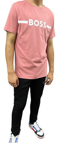 Playera Boss Regular Fit Rosa 100% Nueva Y Original 5050