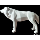 Lobo De Cerámica En Blanco Minimalista Para Pintar