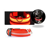 Collar Luz Led Reflectivo Perro Gato Mascotas 3 Efectos Rojo