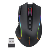 Ratón Inalambrico Gamer Rgb Botones Laterales Negro