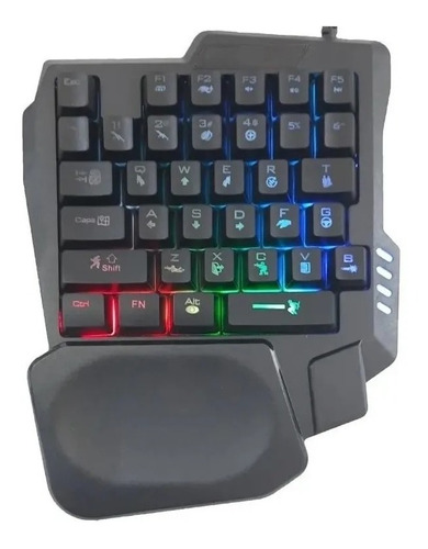 Teclado Uma Mão Single Handed Usb Rgb Multimídia Pc Notebook