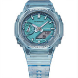 Reloj: Casio G-shock Gma-s2100sk-2adr *esqueleto Metálico Color De Correa Azul Claro Color Del Bisel Azul Claro Color De Fondo Azul Claro