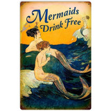 Smartcows Mermaids Drink Free - Placa De Metal De 8.0 X 12.0