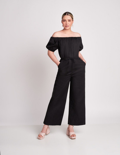 Palazzo Negro Dama Jumpsuit Con Bolsas Devendi Denim Co.