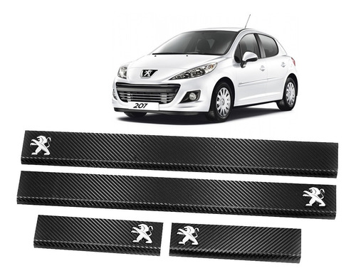 Cubre Zocalos Simil Carbono P/ Peugeot 207 Accesorio