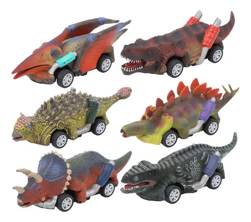 6pzs Dinosaurios Coches De Juguete Para Niños, Con T-rex