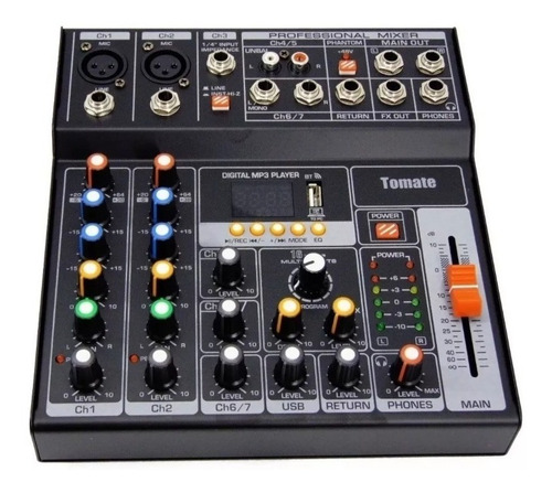 Mesa De Som Profissional Mixer 7 Canais Digital Efeitos Usb