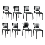 Conjunto 8 Cadeiras De Jantar Sofia Preta  Tramontina