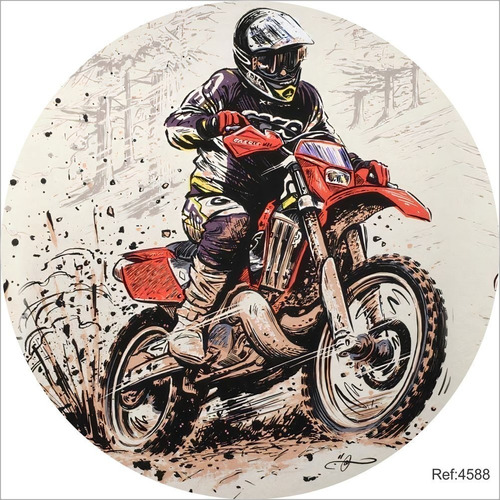 Painel Redondo Sublimado 3d Motocross 1,50x1,50 C Elástico