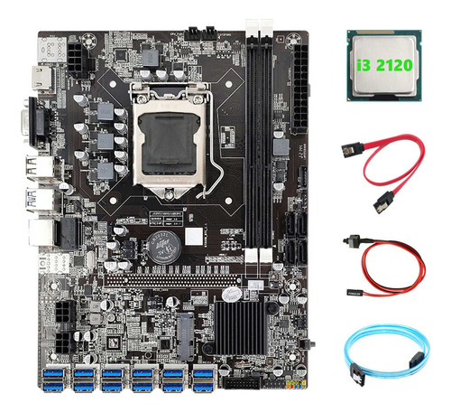 Placa Base B75 Eth Miner 12 Pcie A Usb+i3 21202+sata3.0