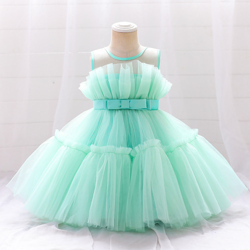 Vestido De Princesa De Malla Sin Mangas Para Niños