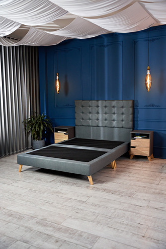 Base Cama Moderna Con Espaldar Queen