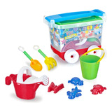 Kit Brinquedo Praia Com Baldinho, Regador, Carrinho De Puxar