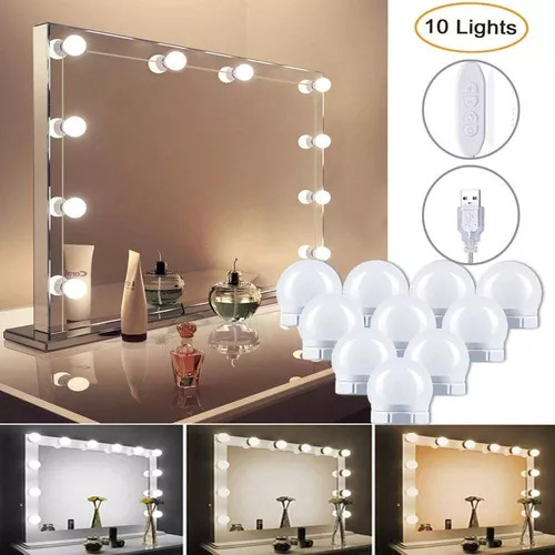 Luces Para Espejo Tocador Maquillaje 10 Led Bombillas