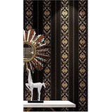 Papel Tapiz - 10x0.53m 3d Negro Dorado Elegante Damasco Impe