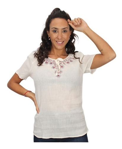 Blusa Bambula Bordada Con Cordon Amplia Importada