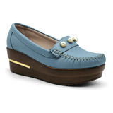 Zapato Casual Dama/plataforma Gonzer Confort Mod Ionela Azul