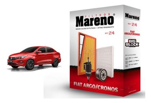 Kit 4 Filtros Fiat Cronos Argo 1.3 Mareno