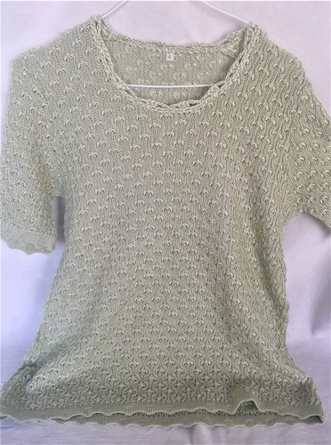 Sweter Crochet Verano Color Lima Xl Impecable 