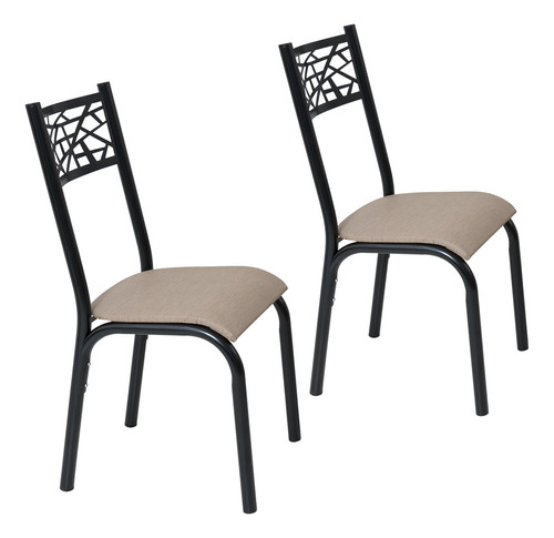 Conjunto De 2 Cadeiras Ciplafe Jade Tubo Preto Fosco
