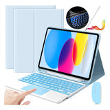 Funda Con Teclado Mouse+lápiz P/iPad 10.ª Gen.10.9in Azul Q