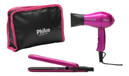 Kit Secador E Chapinha De Viagem Philco Travel Shine Bivolt