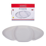 Petisqueira Porcelana Bandeja Petiscos Aperitivos 3 Espaços Cor Branco