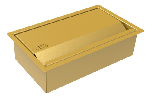 Porta Esponja Inox Dourado C/ Tampa Embutir Granito 25cm