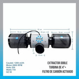 Extractor Doble Turbina 4  3vel + Filtros De Carbón Activado